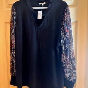 Maurices crew neck with cutout detail black top new with tags size SSL